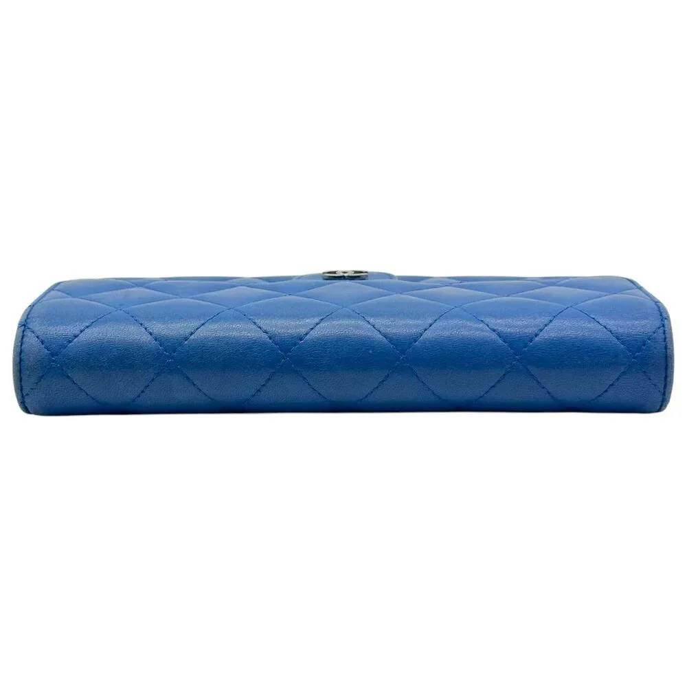 Chanel Cobalt Blue Matelasse Lambskin Long Wallet 2016-17